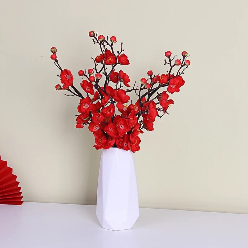 中式梅花阳台腊梅假花家居装饰绢花摆设插花瓶客厅摆件软装花艺