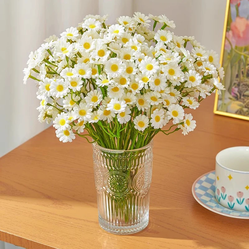 仿真花仿真假花客厅摆设绿植装饰品洋甘菊干塑料插花艺餐桌花摆件