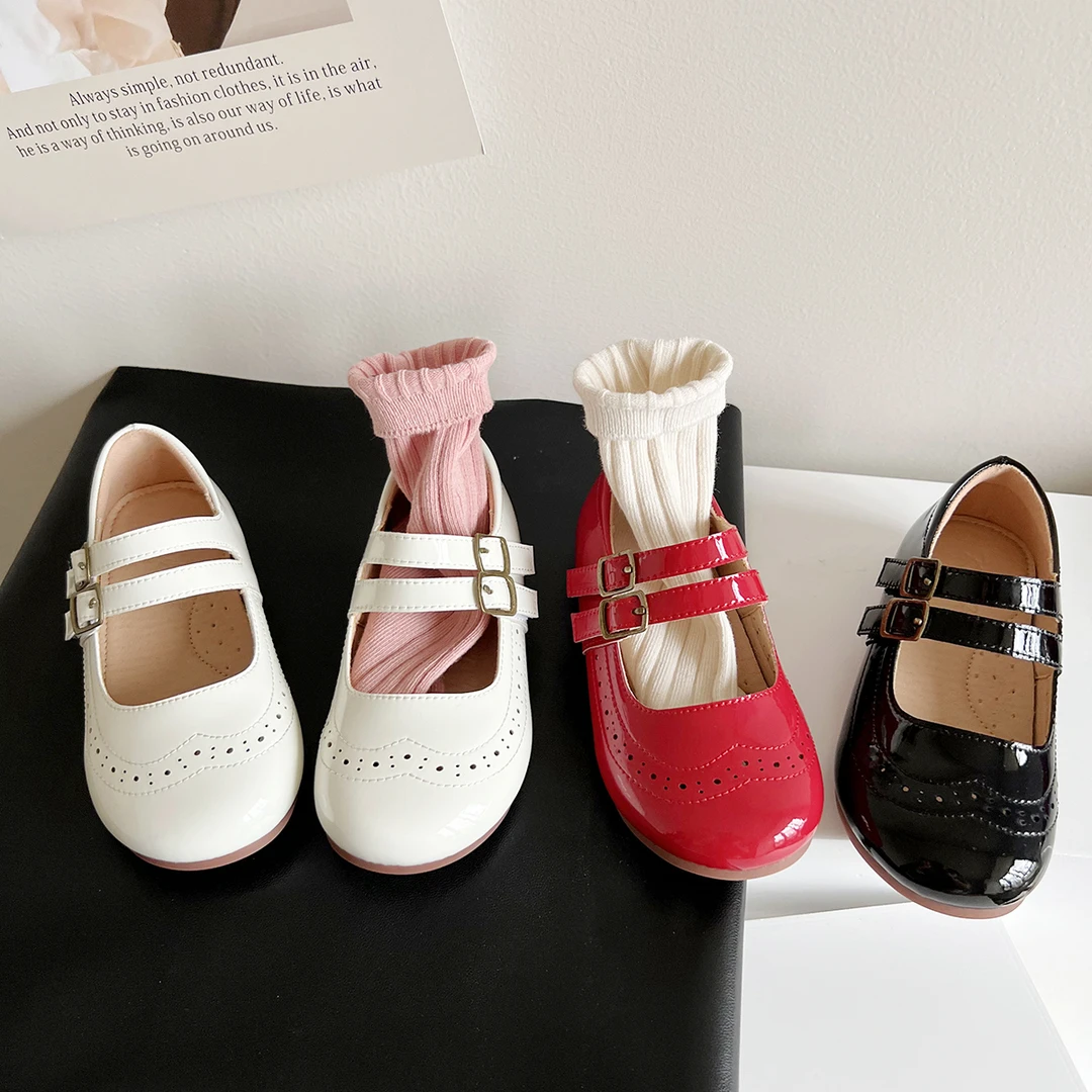 k23341皮鞋韩版春秋新款软底缕空圆头舒适女童公主鞋百搭过年单鞋