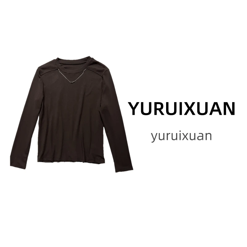 YURUIXUAN 7001款 时尚项链圆领长袖T恤修身百搭打底上衣秋新款女