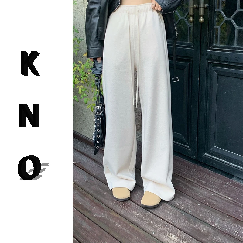 【KNO】秋冬新款人字纹五色本色腰带绳休闲裤