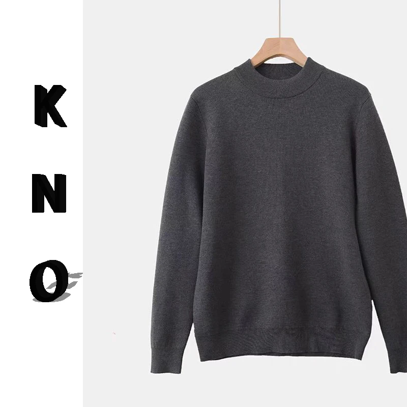 【KNO】秋冬新款男士纯色七色圆领套头针织衫