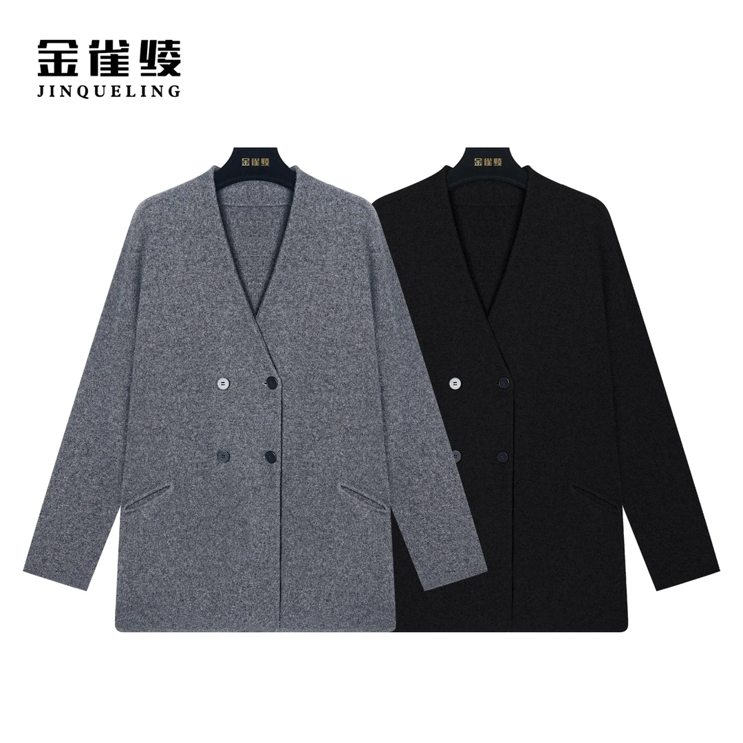 金雀绫【中古老钱】冬季100山羊绒轻奢时尚开衫KZT72