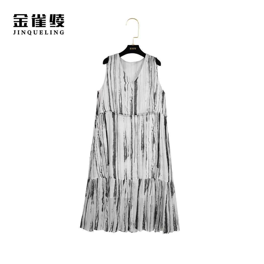 金雀绫【长流仙子】新款无袖清新显瘦气质度假款无袖裙B23169