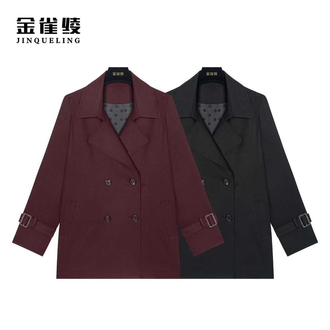 金雀绫【岁月如歌】秋冬款时尚简约羊毛混纺短风衣BT7034