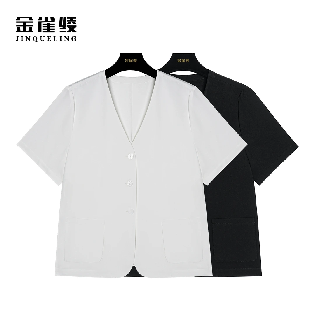 金雀绫【维多利亚】夏季时尚轻奢潮流纯色设计师款外套AT6194