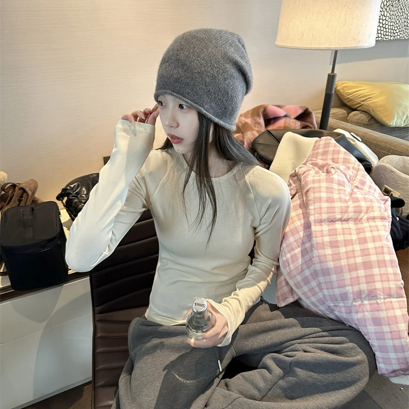 【OPENING自制】纯色修身圆领长袖内搭打底T恤