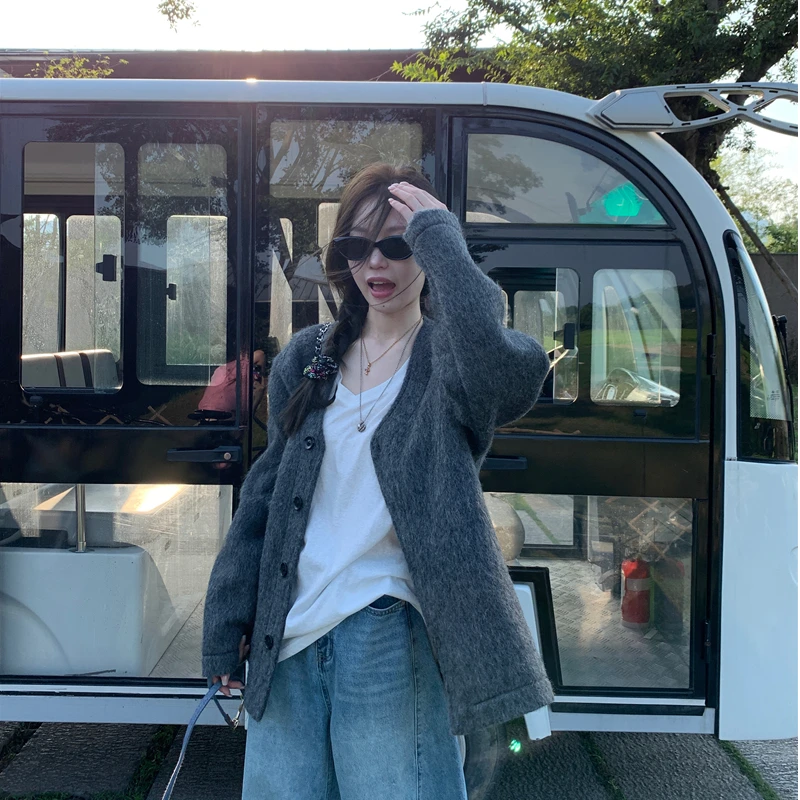 【OPENING自制】秋冬V领贴标宽松毛呢外套