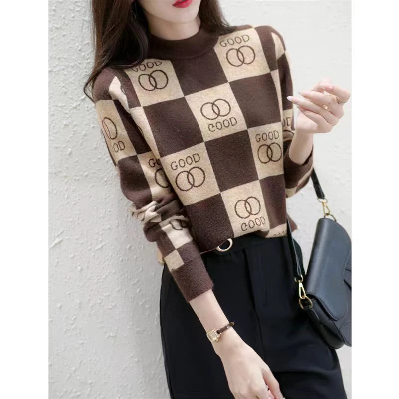 【香奶奶】秋冬款时尚百搭圆领套头针织衫女上衣