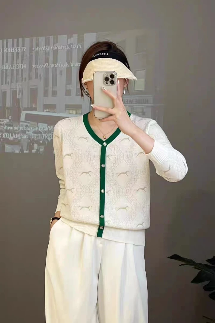 【原版-金丝小马】省心穿搭秋季V领提花套头针织衫长袖女上衣