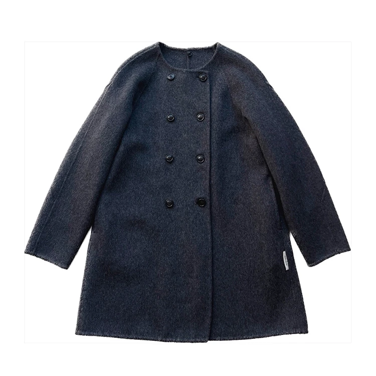 高级感时尚百搭保暖灰色毛呢料大衣外套