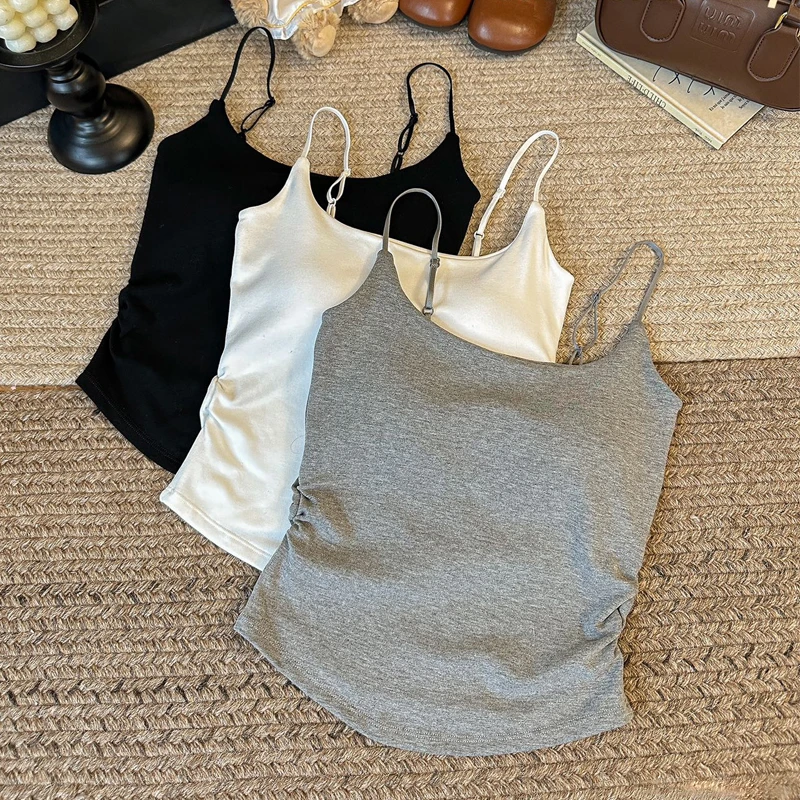 秋冬磨毛加厚防寒打底衫女带胸垫一体式百搭无痕修身显瘦保暖背心