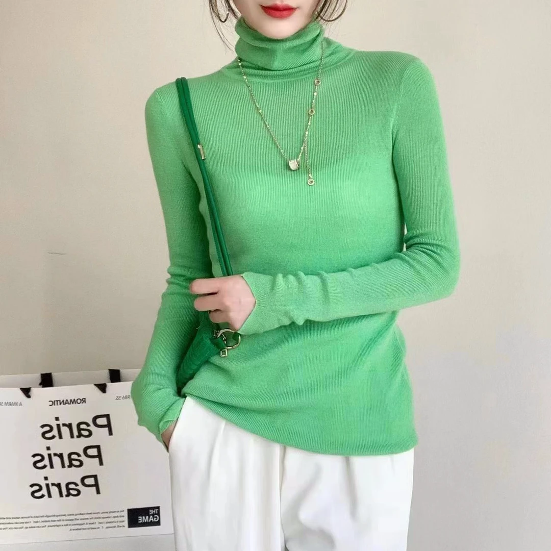 【乐玛施】马卡龙糖果色系毛衣打底衫氛围感高领毛衣 4240