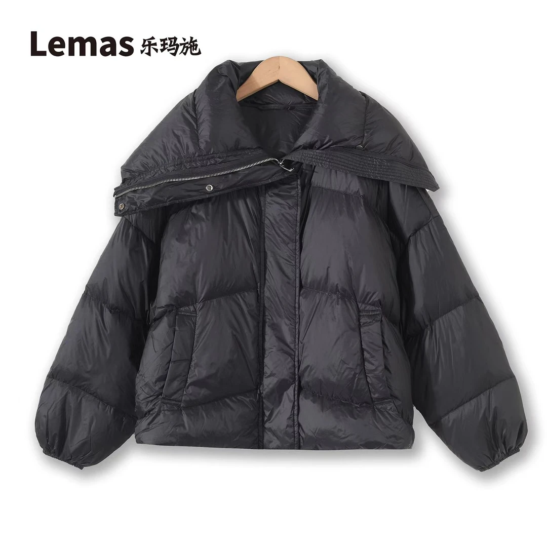 【乐玛施】冬季高级休闲轻薄大翻领短款鹅绒服