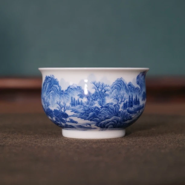 【秋山草堂】手绘山水小炉式杯文人风高端茶器主人杯 80ml