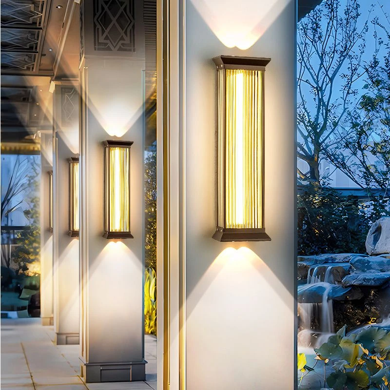 户外射灯防水洗墙庭院太阳能壁灯别墅简约外墙大门柱子室外长条灯