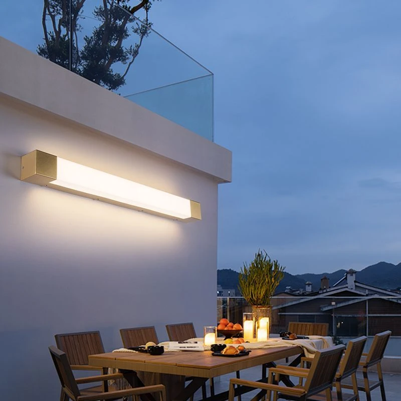 简约别墅户外庭院过道外墙入户大门阳台现代柱子室外长条防水壁灯