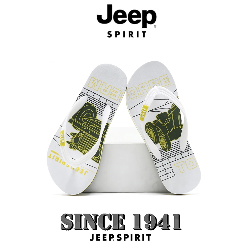 JEEP SPIRIT吉普男士人字拖新款男防滑涂鸦拖鞋广东富豪爆款