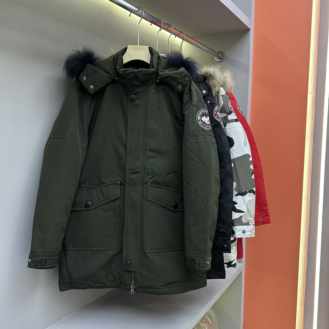 工装羽绒服女中长款2023冬季新款宽松休闲加厚外套7188