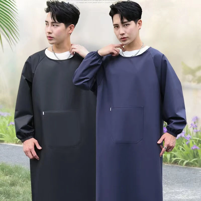 加长加大防水防油男女同款防水防油围裙罩衣工作服长袖成人罩衣