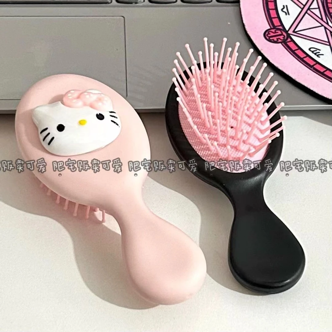 新款黑粉kt猫气囊梳子可爱迷你学生便携式小梳子蓬松造型气囊梳