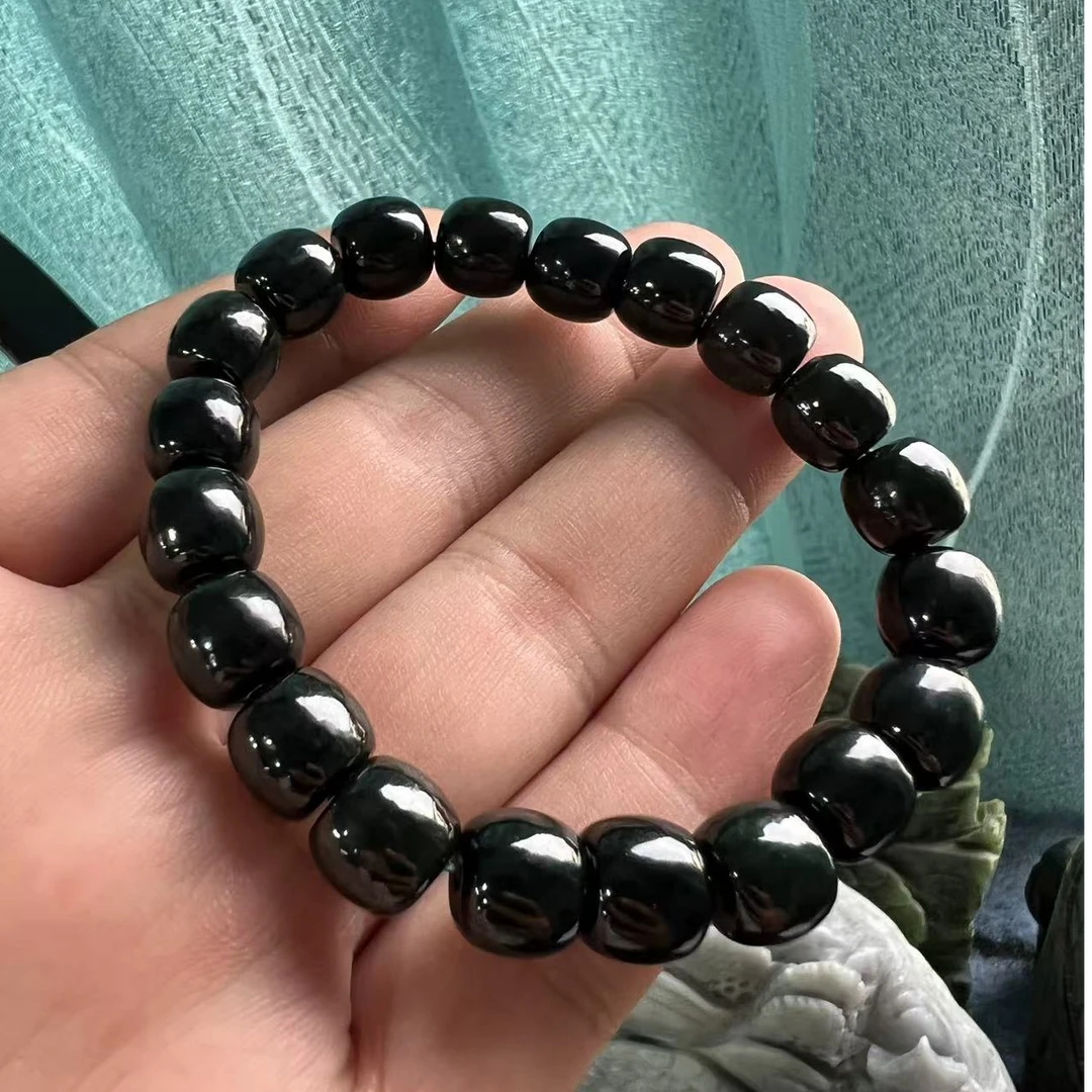 （兼玉乾行珠宝）和田玉手串美玉青玉黑玉 聚墨黑一系黑油青和田玉