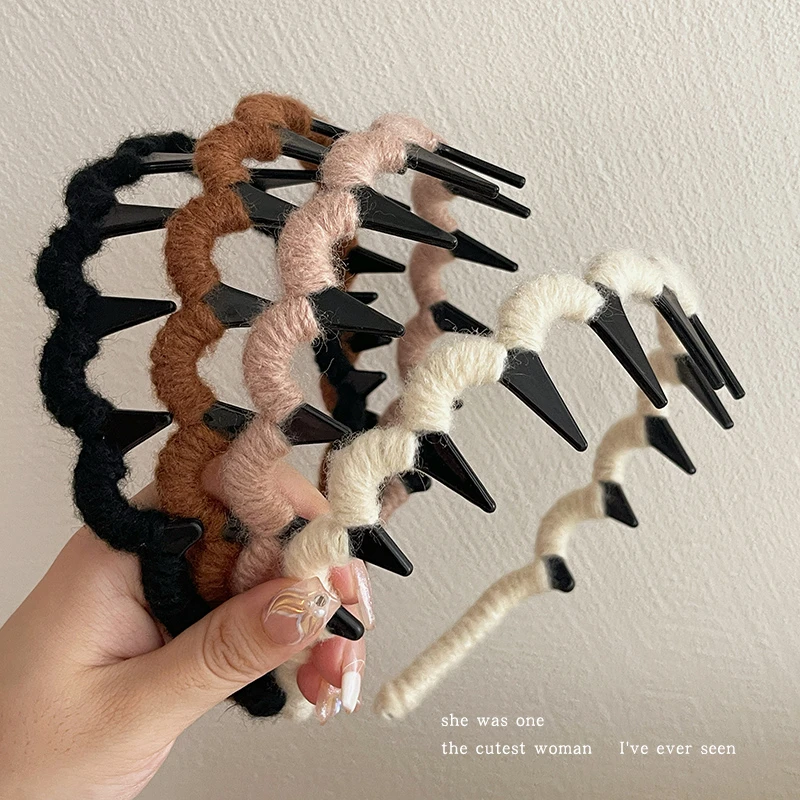 毛绒波浪带齿头箍女秋季新款高颅顶神器碎发洗脸发箍头窟发捆发卡