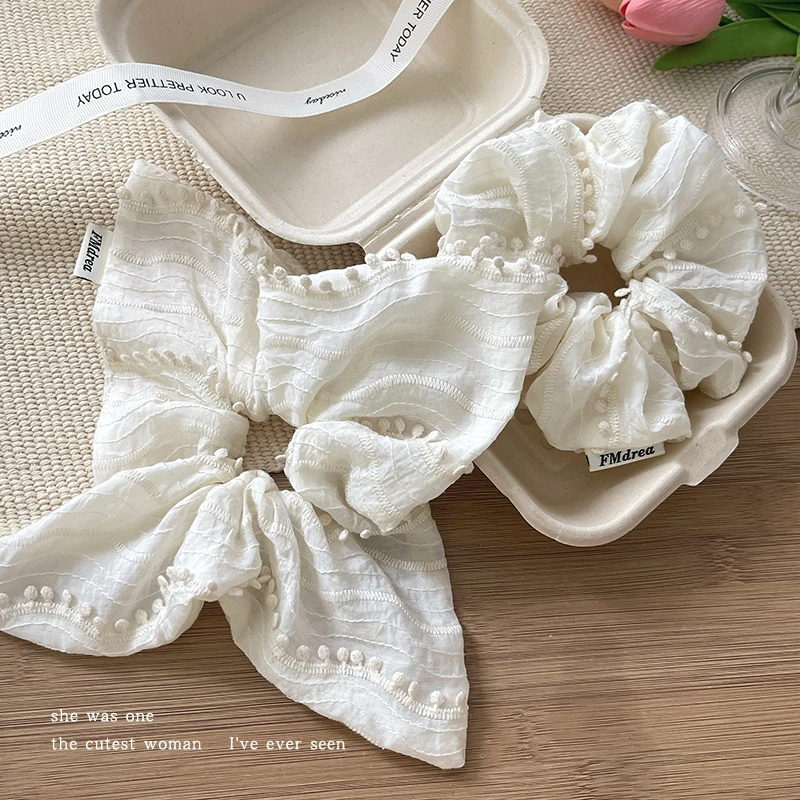 韩系白色方巾发绳头绳大肠发圈女2025年新款甜美皮筋发圈皮套头饰