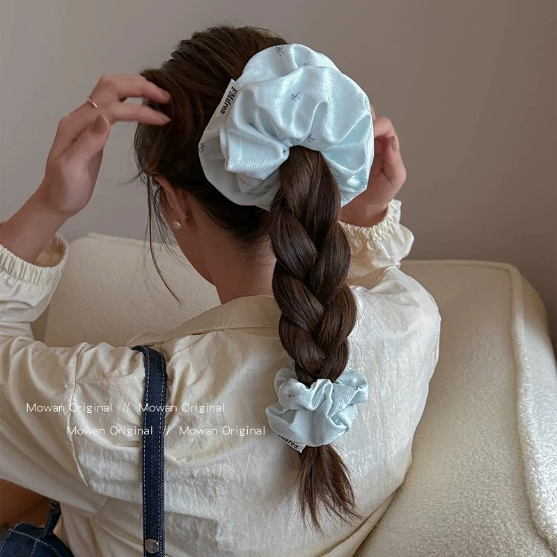 清新蓝色蝴蝶结猪大肠发圈头绳女橡皮筋高弹力耐用低马尾发绳头饰