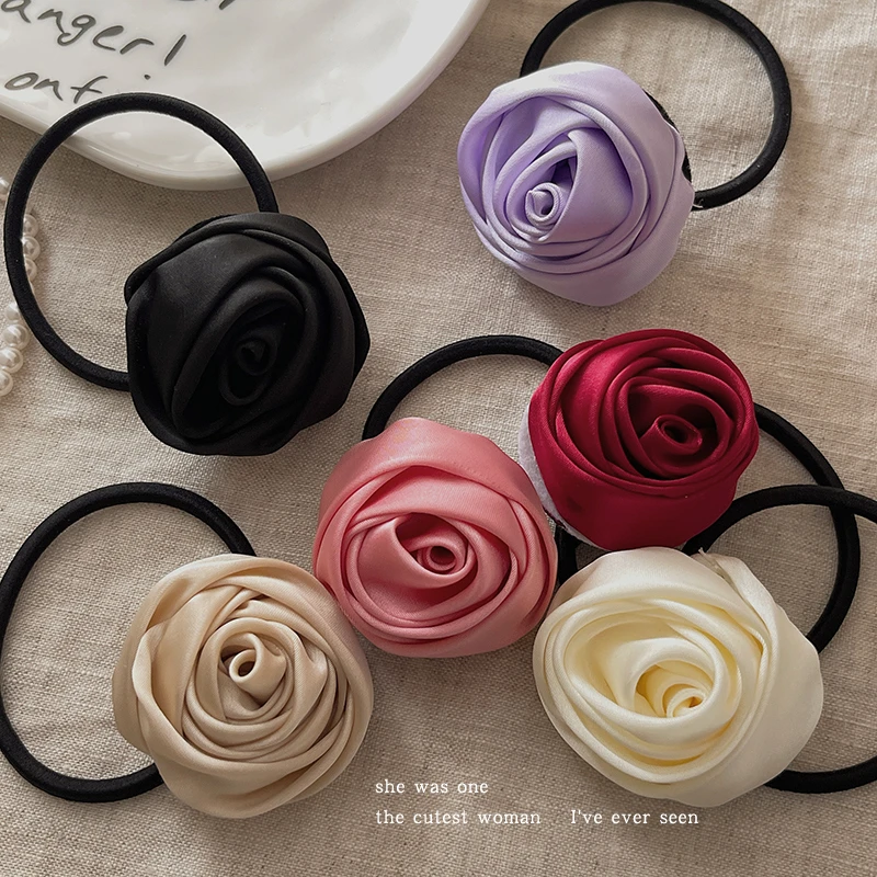 森系玫瑰花发圈2025新款韩系发绳女生橡皮筋扎发头绳网红皮套发饰
