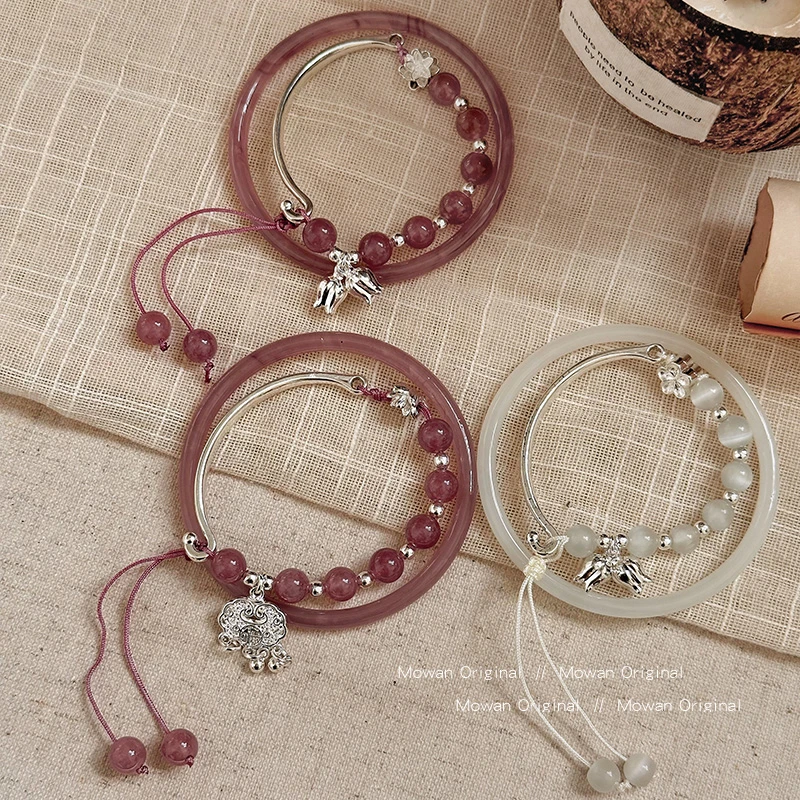 新中式国风猫眼石琉璃珍珠手链女款发圈手镯轻奢小众手串国潮手饰