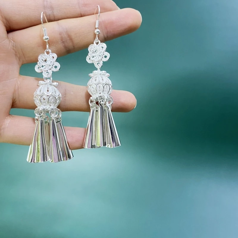 合金耳饰 国潮新中式耳环花朵灯笼球叶子唯美气质少数民族耳环135