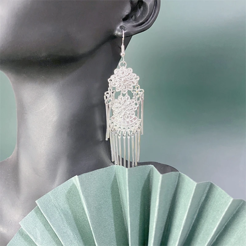 合金耳饰 新中式福穗连连花朵耳环古风耳饰中国风耳坠民族风58号