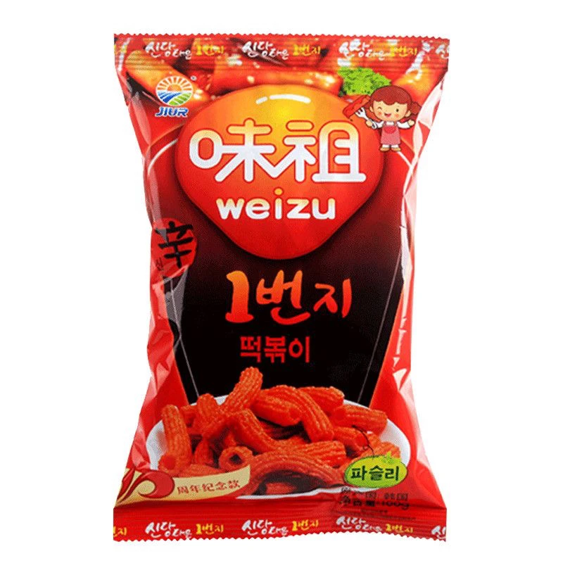 韩国甜辣九日味祖辣年糕条100g香辣打糕条即食休闲办公膨化零食