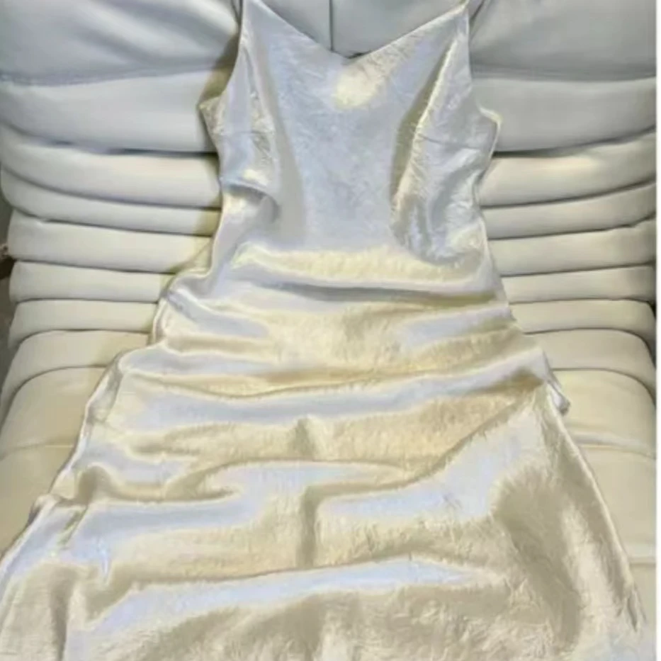 锦夕｜新国风纯色提花女装中长款夏季吊带裙20246859绵绵