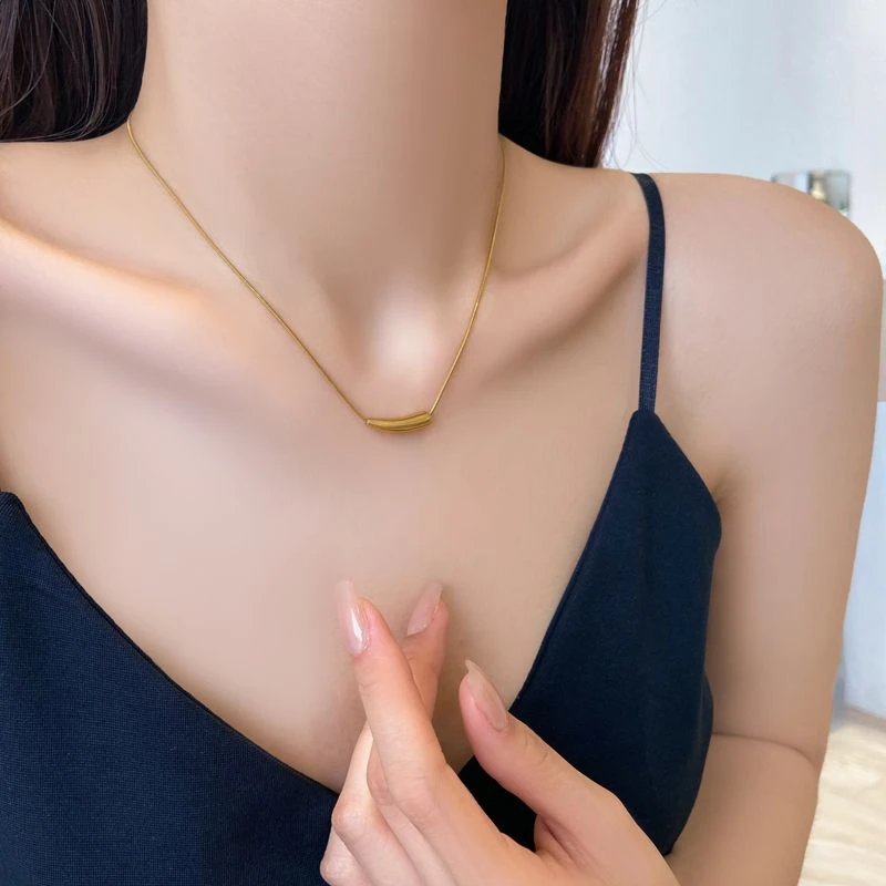 钛钢项链 冷淡风简约轻奢锁骨链气质小众蛇骨链个性设计感颈链配