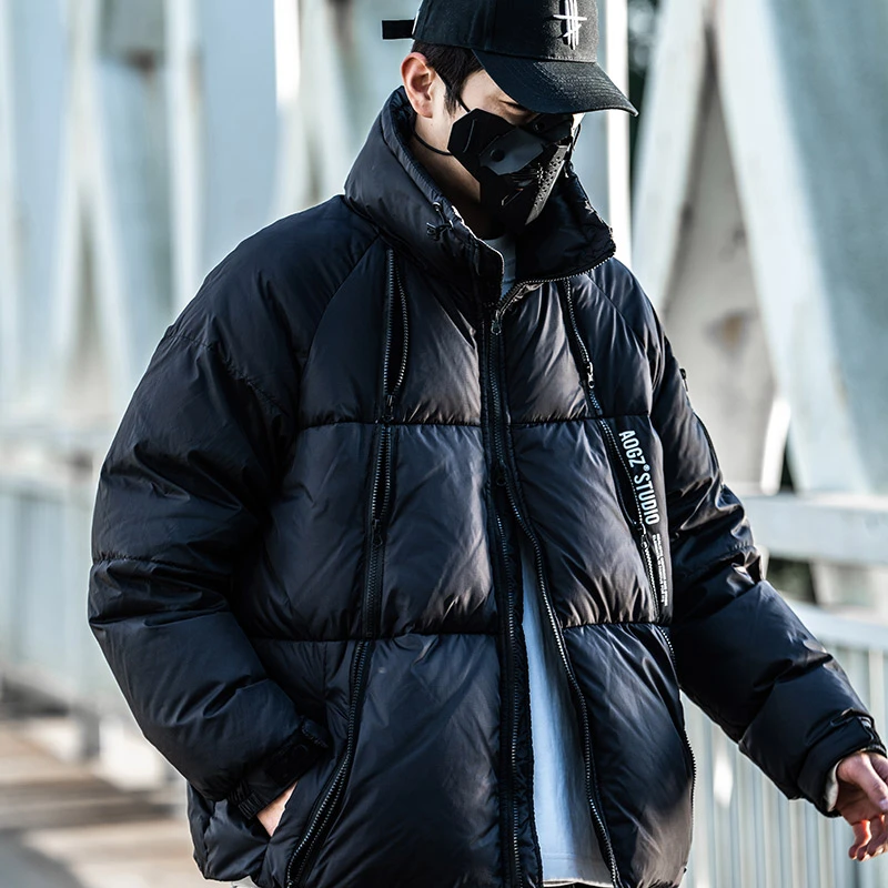 AOGZ国潮牌立领羽绒服男女生2024年冬季新款多拉链情侣工装面包服