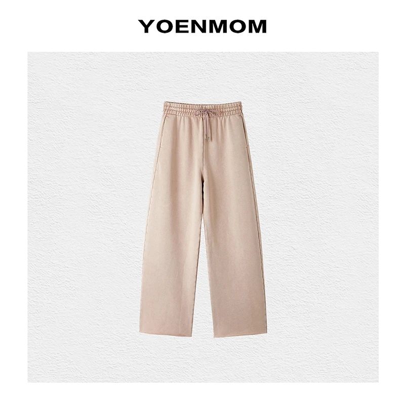 YOENMOM·清醒记2024秋冬新品 100长绒棉炒色工艺松紧抽绳休闲卫裤