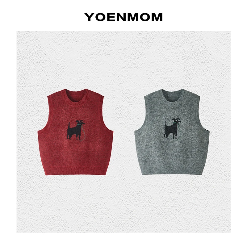 YOENMOM·卡通小狗·冬季新品 羊毛可爱减龄韩系百搭叠穿针织马甲