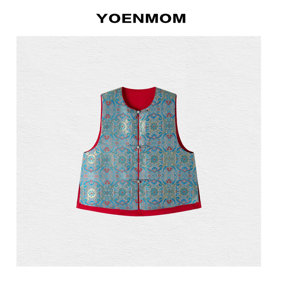 YOENMOM·蔓草纹锦·秋季新品 钱小萍三重纬织金宋锦高级感圆领马甲