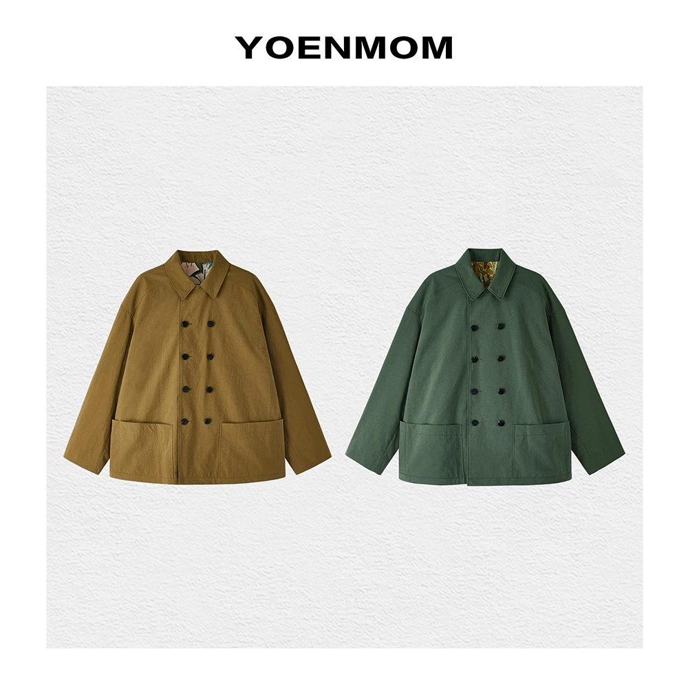 YOENMOM·秋日之旅·进口料纯色植物染复古文艺感双排扣翻领风衣