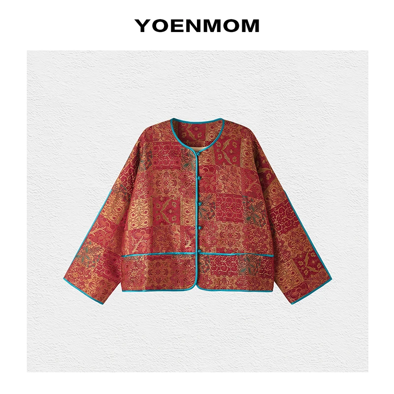 YOENMOM·红尘悠悠·秋冬新品 桑蚕丝老料香云纱高级感撞色中式外套
