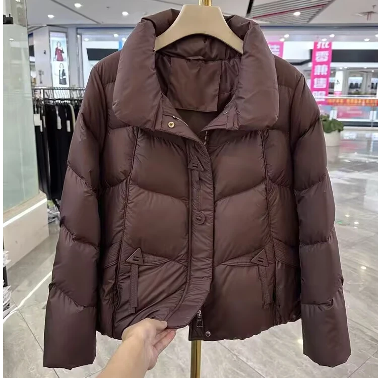 时尚妈妈装短款保暖羽绒服冬装新款洋气高贵面包服外套中老年上衣