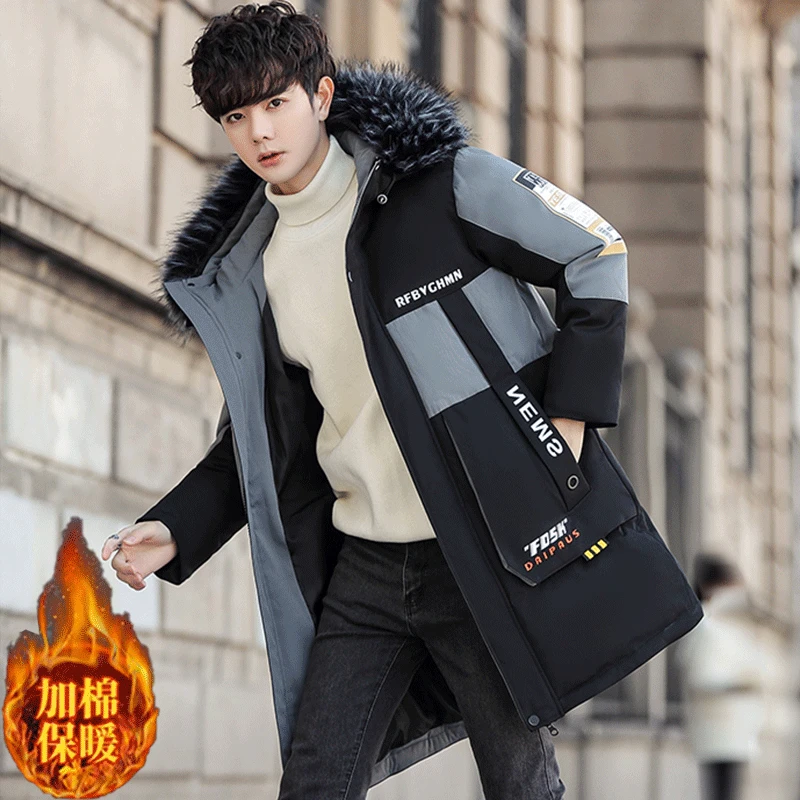 棉衣男中长款男士冬季外套青少年加厚棉服高中学生2024新款棉袄衣