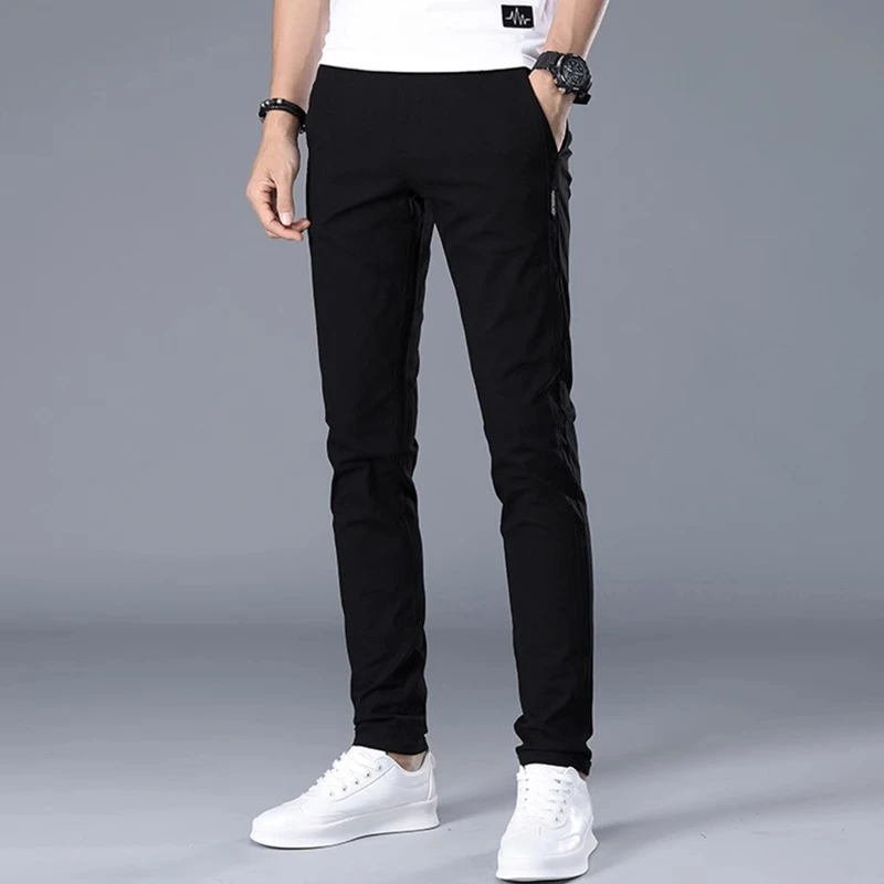 男士休闲裤2024新款高端直筒冬季韩版潮流百搭黑色弹力裤子男秋季