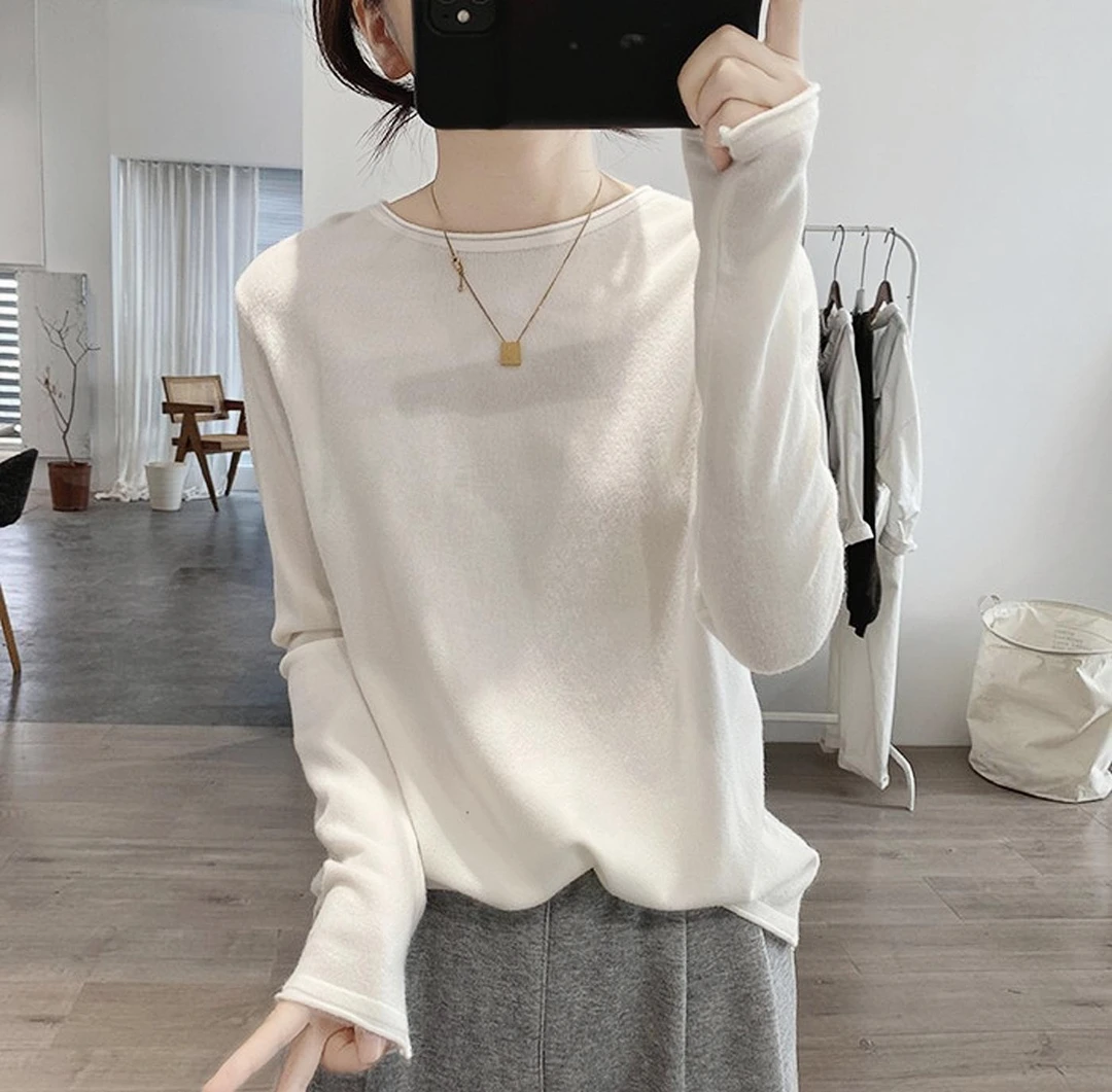 高品质~12%羊毛针织衫女秋冬简约显瘦套头百搭减龄毛衣羊毛打底衫