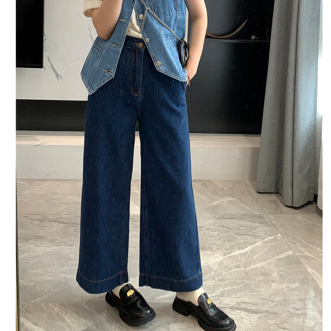 版型太好看~高腰阔腿九分牛仔裤小个子显瘦A字通勤休闲裤裤女秋