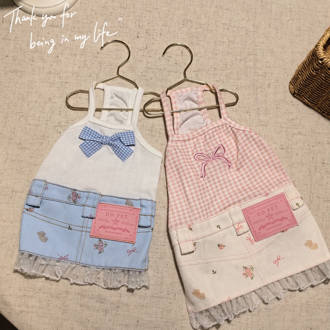狗狗衣服宠物夏季薄款法斗雪纳瑞比熊马尔济斯小型犬牛仔连衣裙