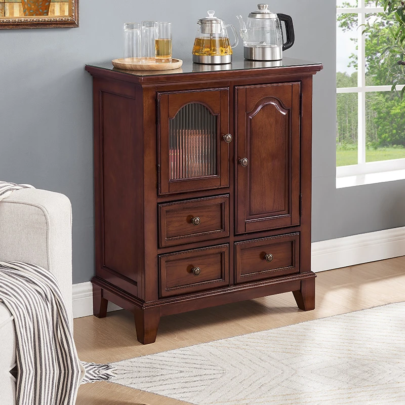 张厂长简约美式实木餐边柜酒柜家用厨房碗柜储物柜餐厅茶水柜子