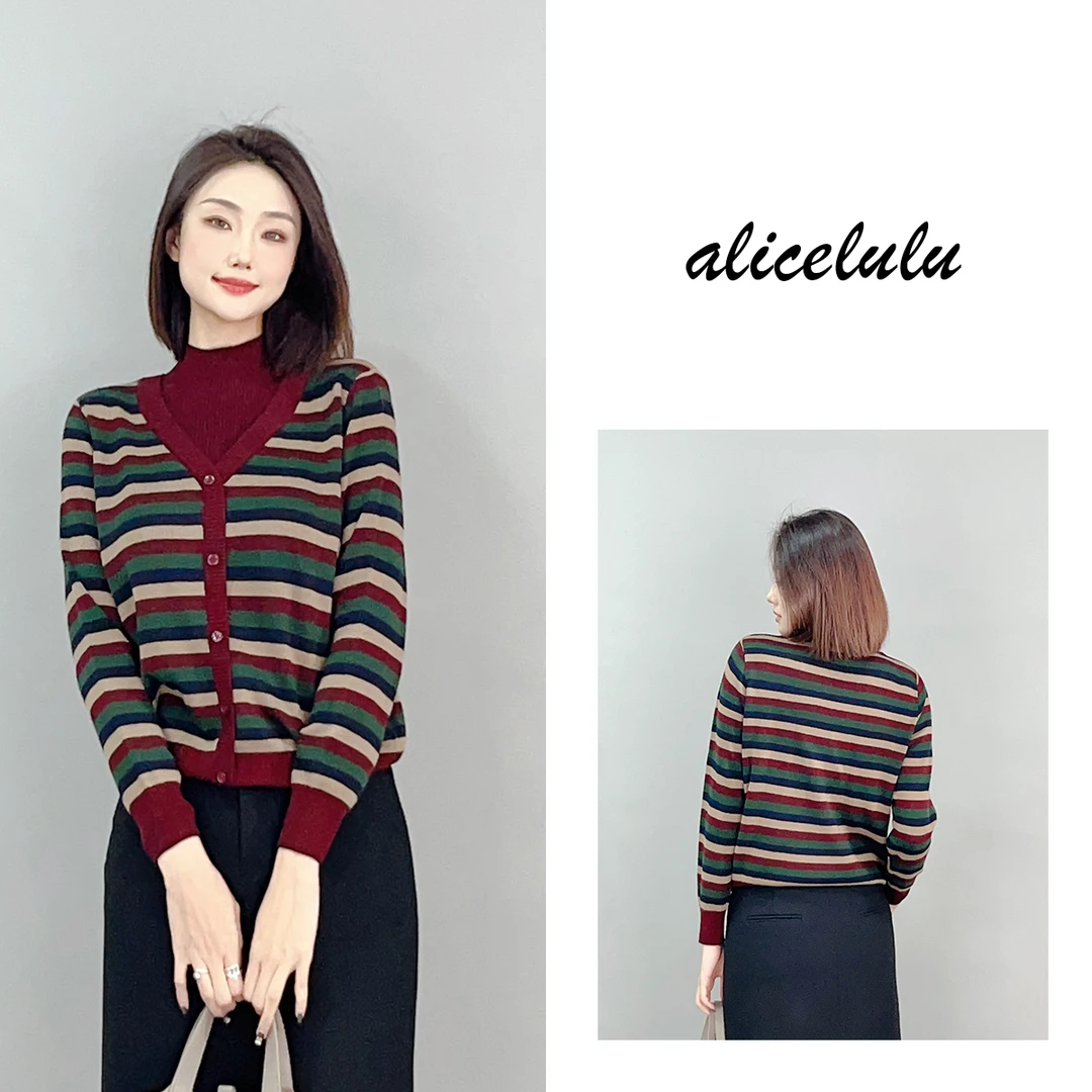 3 ALICE “四重奏”毛衣 优雅条纹 时髦层次 S2141333U